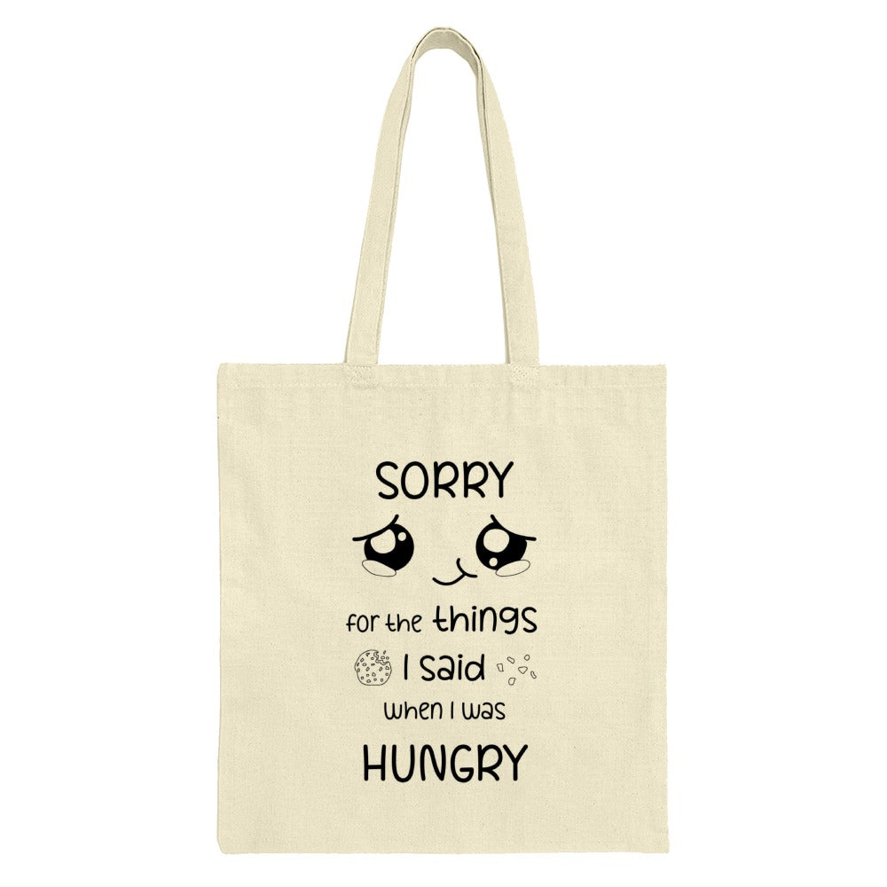 Sorry When Hungry Tote Bag, Funny Quote, Foodie Gift, Anime Eyes, Apology Gift, Hungry Humor, Relatable, Cute Design Tote, Shopping Bag - Tawshia
