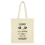 Sorry When Hungry Tote Bag, Funny Quote, Foodie Gift, Anime Eyes, Apology Gift, Hungry Humor, Relatable, Cute Design Tote, Shopping Bag - Tawshia