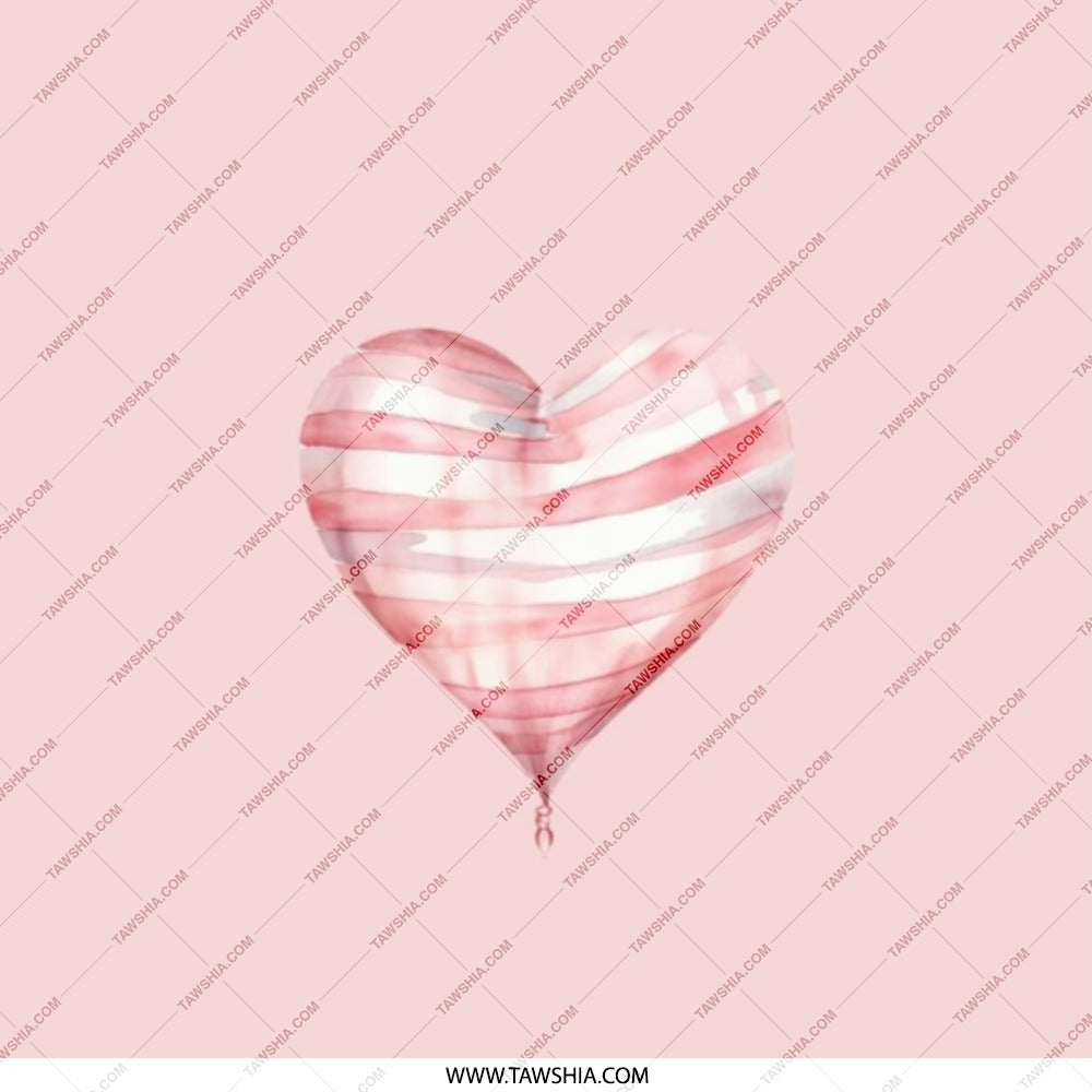 Heart Balloon Pocket Mirror, Cute Pink Valentine Mirror, Striped Heart, Kawaii Gift for Her, Travel Mirror, Makeup Mirror, Compact Mirror - Tawshia