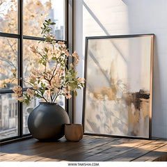 Beige Abstract Wall Art, Neutral Tone Painting Print, Modern Home Decor, Gallery Wall Art, Large Wall Decor - Tawshia