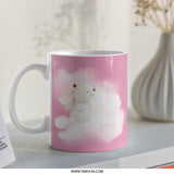 Cute Bunny Mug, Rabbit on Cloud Mug, Pink Dreamy Mug, Kawaii Animal Mug, Pastel Aesthetic, Gift for Bunny Lover, Coffee Mug, Tea Mug - Tawshia