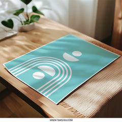 Minimalist Photographic Print, Abstract Geometric Wall Art, Modern Boho Decor, Teal White Art Print, Home Office Decor, Simple Art Print - Tawshia