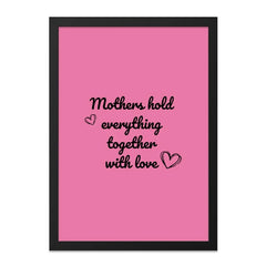 Mothers Hold Wall Art, Pink Wall Decor, Mothers Day Gift, Mothers Love Quote, Heart Wall Art, Family Wall Decor, Gift for Mother - Tawshia