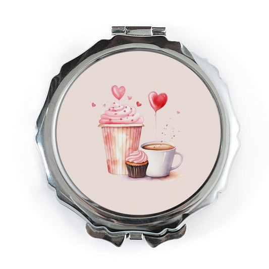 Cupcake Pocket Mirror, Coffee Pocket Mirror, Hearts Pocket Mirror, Watercolor Pocket Mirror, Gift for her, Makeup Pocket Mirror - Tawshia