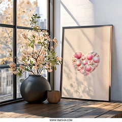 Seashell Heart Framed Wall Art, Coastal Decor Print, Beach House Art, Nautical Wall Decor, Ocean Lover Gift, Summer Art Print, Beach Art - Tawshia