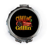 Chillin and Grillin Pocket Mirror, BBQ Humor Gift, Sausage Lover, Foodie Present, Funny Pocket Mirror, Pocket Mirrors for Barbecue - Tawshia
