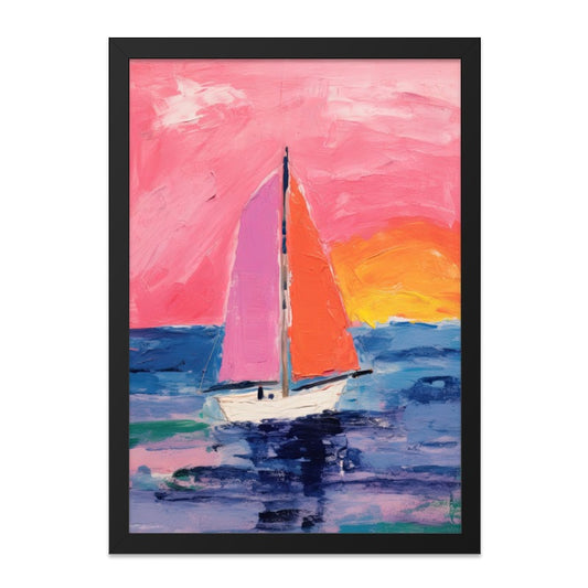 Sailboat Painting Wall Art, Sunset Ocean Art, Colorful Boat Print, Coastal Home Decor, Nautical Artwork, Vacation Wall Art - Tawshia