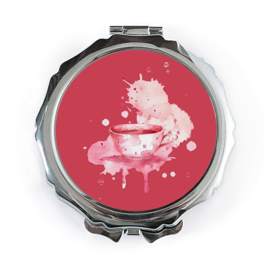 Watercolor Tea Cup Pocket Mirror, Cute Compact Mirror, Makeup Mirror, Travel Mirror, Gift for Her, Tea Lover Gift - Tawshia