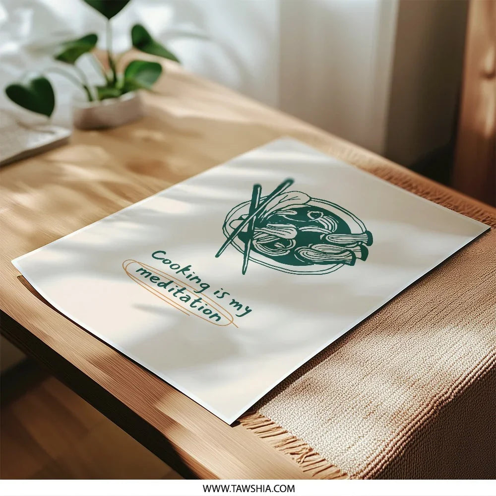 Cooking Meditation Photographic Print, Foodie Art Print, Kitchen Decor, Minimalist Wall Art, Culinary Gift, Restaurant Print - Tawshia
