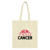 Tackle Cancer Tote Bag, Cancer Awareness, Pink Ribbon Support, Gift for Survivor, Strong Woman, Inspirational Bag, Everyday Carry Bag - Tawshia