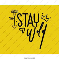 Stay Wild MousePad, Motivational Quote, Yellow Desk Decor, Office Accessories, Inspiring Gift, Floral and Crown Design, Home Office - Tawshia