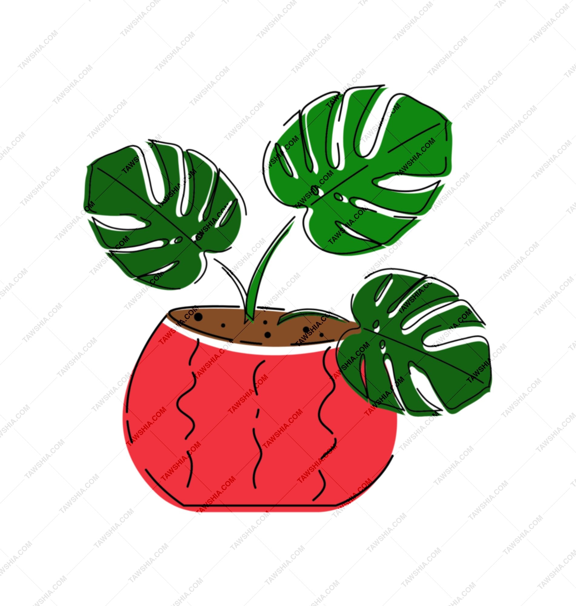 Unique Red Planter Monstera Indoor Plant product