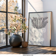 Botanical Wall Art, Grecian Urn Print, Minimalist Home Decor, Elegant Leaves Wall Decor, Modern Wall Art - Tawshia