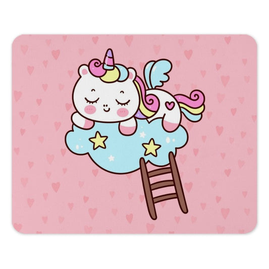 Cute Unicorn Mouse Pad, Kawaii Unicorn, Sleeping Unicorn, Pastel Pink, Dreamy Cloud, Magical Gift, Office Decor, Desk Accessory - Tawshia