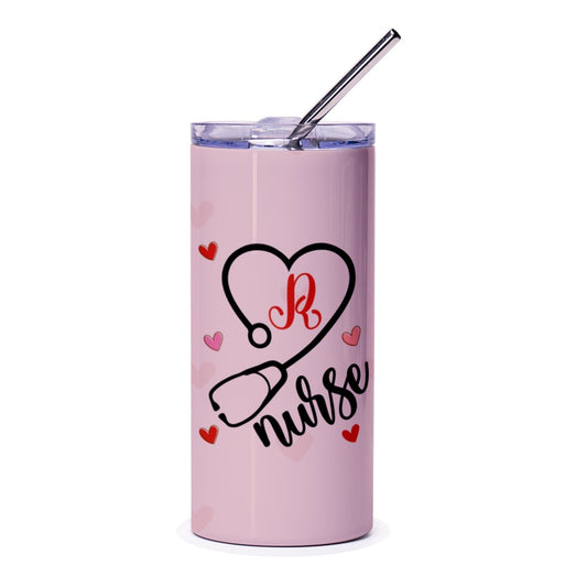 Nurse Tumbler, Heart Stethoscope, Initial R, Medical Gift, Healthcare Worker Gift, Nurse Appreciation, Doctor Gift, Hospital, Medical - Tawshia