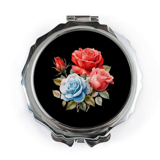 Floral Pocket Mirror, Rose Compact Mirror, Colorful Roses, Flower Pocket Mirror, Gift for Her, Unique Makeup Mirror, Cosmetic Mirror - Tawshia