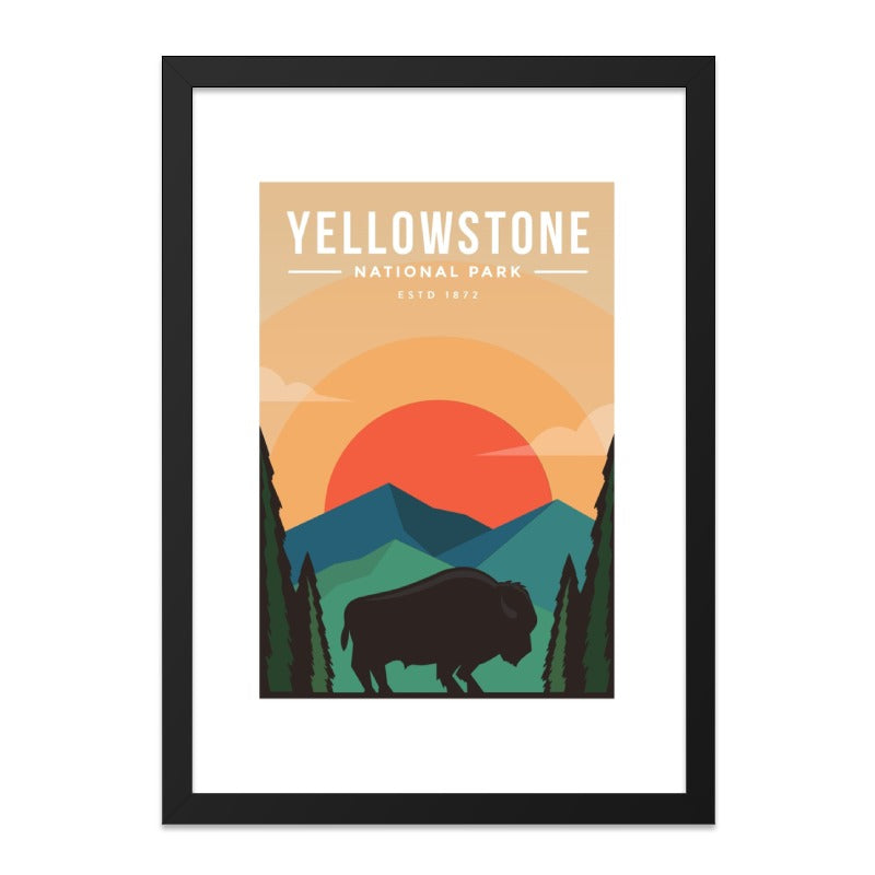 Yellowstone Wall Art, National Park Poster, Bison Art Print, Landscape Wall Decor, Travel Art Print, Nature Artwork - Tawshia