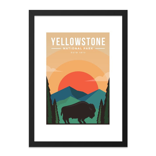 Yellowstone Wall Art, National Park Poster, Bison Art Print, Landscape Wall Decor, Travel Art Print, Nature Artwork - Tawshia