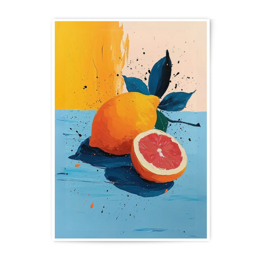 Citrus Still Life Photographic Print, Lemon Art, Fruit Painting, Kitchen Decor, Modern Wall Art, Colorful Print, Home Decor - Tawshia