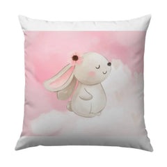 Cute Bunny Pillow, Flower Crown Rabbit, Pastel Nursery Decor, Baby Girl Pillow, Kids Room Decor, Bunny Rabbit Pillow, Easter Pillow - Tawshia