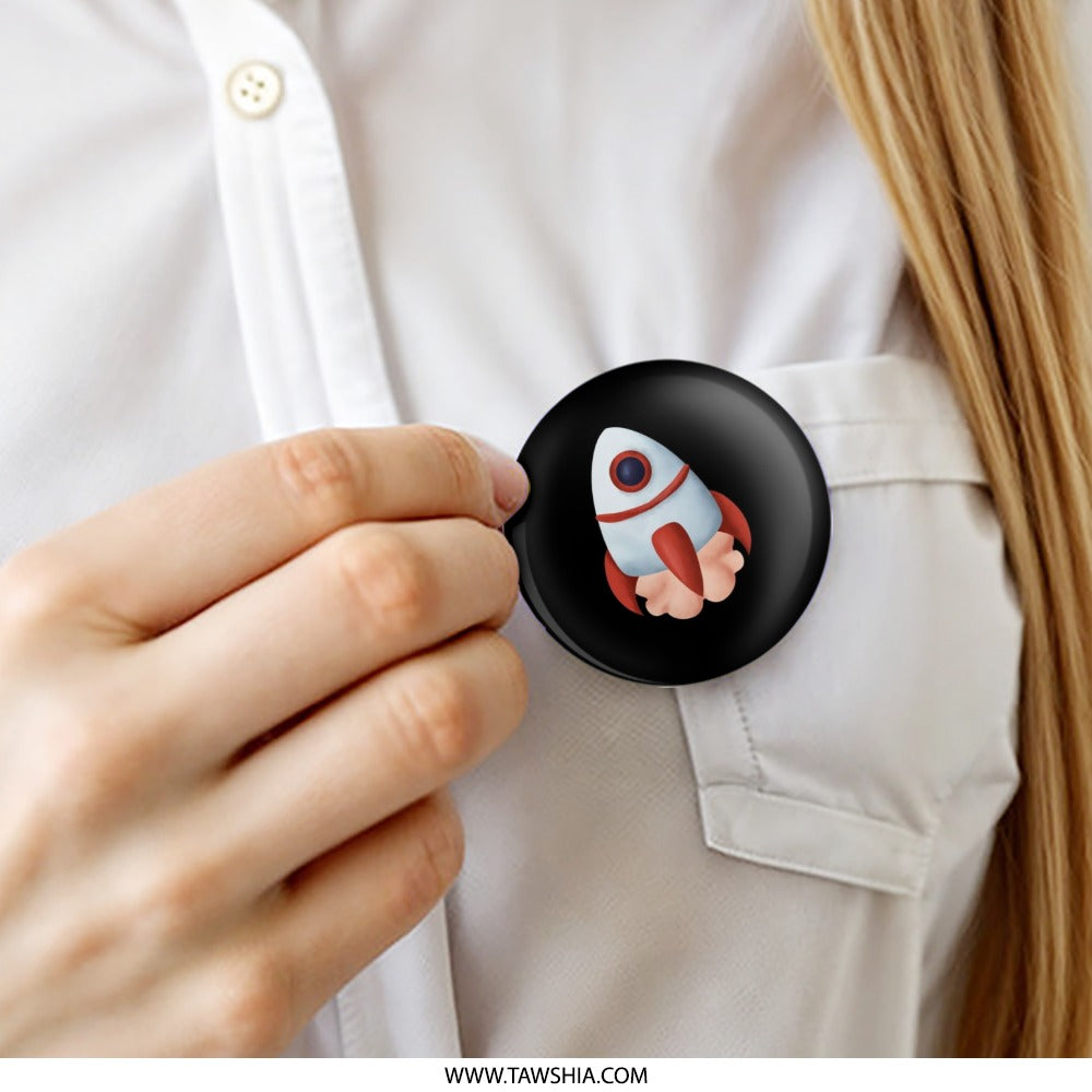 Cute Rocket Pinback Button, Outer Space Button, Spaceship Badge, Space Travel, Rocket Launch Pin, Cosmic Gift Idea, Geeky Collectible - Tawshia
