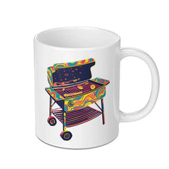 Grill Mug, BBQ Mug, Psychedelic Grill, Summer Gift, Grill Lover, BBQ Party, Cool Mug, Unique Gift Idea, Gift for Dad - Tawshia