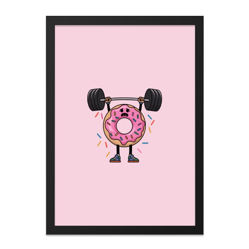 Funny Donut Wall Art, Weightlifting Print, Gym Decor, Sweet Treat Poster, Cute Foodie Art, Motivational Wall Decor, Home Decor - Tawshia