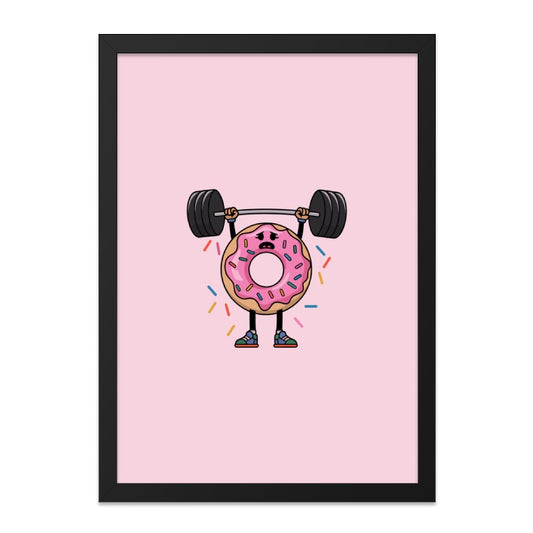 Funny Donut Wall Art, Weightlifting Print, Gym Decor, Sweet Treat Poster, Cute Foodie Art, Motivational Wall Decor, Home Decor - Tawshia