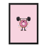 Funny Donut Wall Art, Weightlifting Print, Gym Decor, Sweet Treat Poster, Cute Foodie Art, Motivational Wall Decor, Home Decor - Tawshia