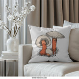 Mushroom Pillow, Fungi Art Pillow, Botanical Cushion, Nature Inspired Decor, Decorative Pillow, Accent Pillow, Home Decor - Tawshia