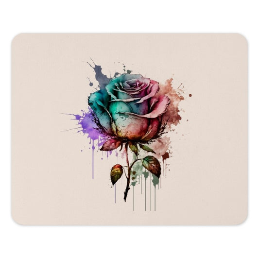 Watercolor Rose Mouse Pad, Floral Art Mousepad, Colorful Rose Desk Decor, Unique Gift for Her, Aesthetic Office Accessories - Tawshia