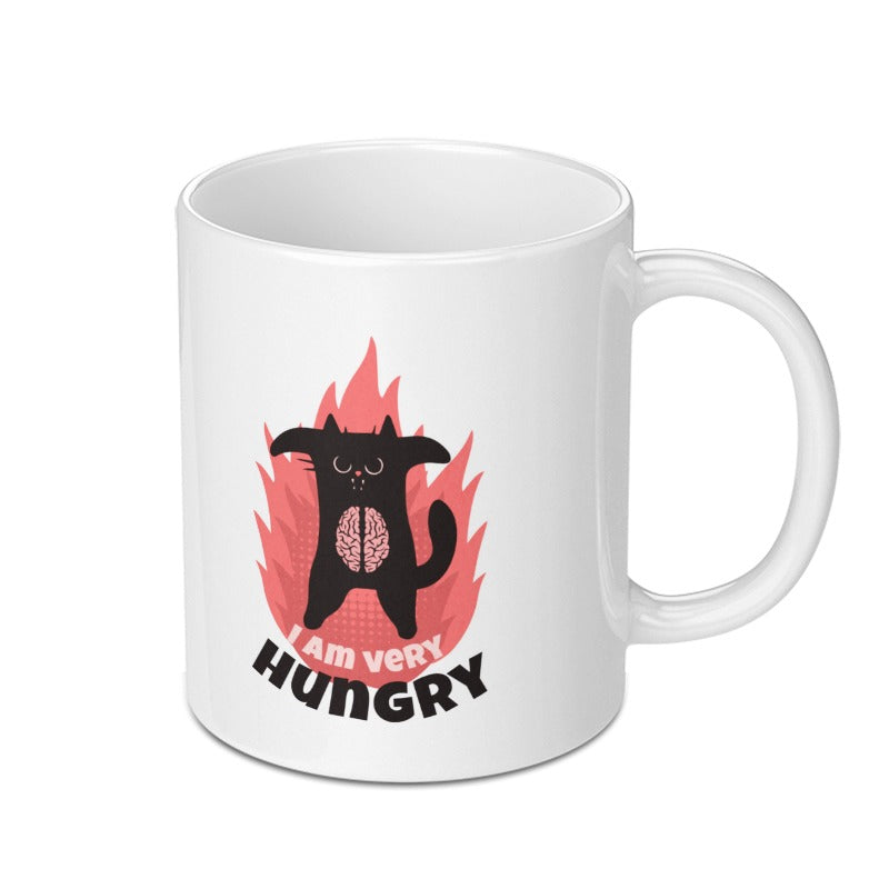I Am Very Hungry Cat Funny Graphic White Mug product