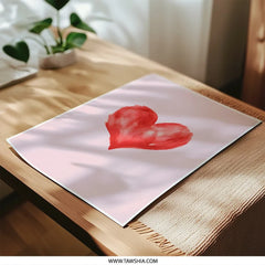 Red Heart Photographic Prints, Valentines Day Prints, Watercolor Heart Art, Pink Background, Romantic Prints, Love Decor, Wall Art - Tawshia