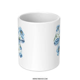 Floral Bow Mug, Blue Poppy Flower Mug, Watercolor Bow Coffee Cup, Elegant Flower Design Mug, Unique Gift Idea Mug, Aesthetic Floral Mug - Tawshia