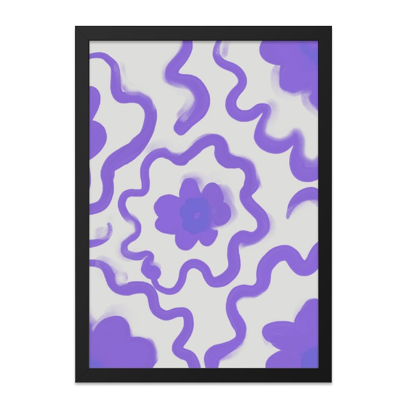 Floral Swirls Wall Art, Purple Flower Print, Abstract Wall Decor, Modern Home Art, Trendy Wall Hanging, Chic Artwork, Gift Idea - Tawshia