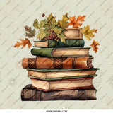 Stack of Books Pinback Button, Autumn Leaves, Reader Gift, Fall Decor, Book Lover Gift, Academic Aesthetic, Cozy Season Accessories - Tawshia