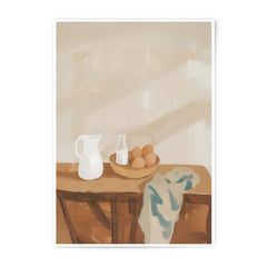 Kitchen Still Life Photographic Print, Eggs and Milk Art, Farmhouse Decor, Minimalist Painting Print, Rustic Kitchen Art, Foodie Gift - Tawshia