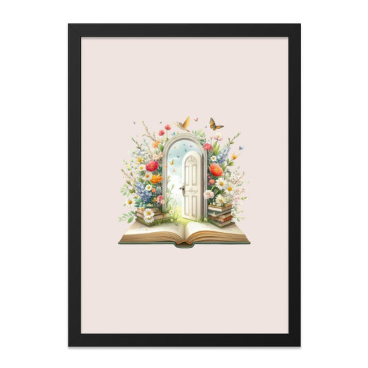 Book and Door Wall Art, Floral Gateway Print, Reading Room Decor, Fantasy Art, Dreamy Home Decor, Book Lover Gift, Open Book Wall Decor - Tawshia