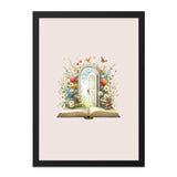Book and Door Wall Art, Floral Gateway Print, Reading Room Decor, Fantasy Art, Dreamy Home Decor, Book Lover Gift, Open Book Wall Decor - Tawshia
