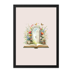 Book and Door Wall Art, Floral Gateway Print, Reading Room Decor, Fantasy Art, Dreamy Home Decor, Book Lover Gift, Open Book Wall Decor - Tawshia