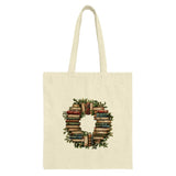 Book Wreath Tote Bag, Literary Gift, Book Lover Bag, Library Bag, Teacher Gift, Reading Bag, Unique Tote, Bookworm Tote, Gift for Reader - Tawshia