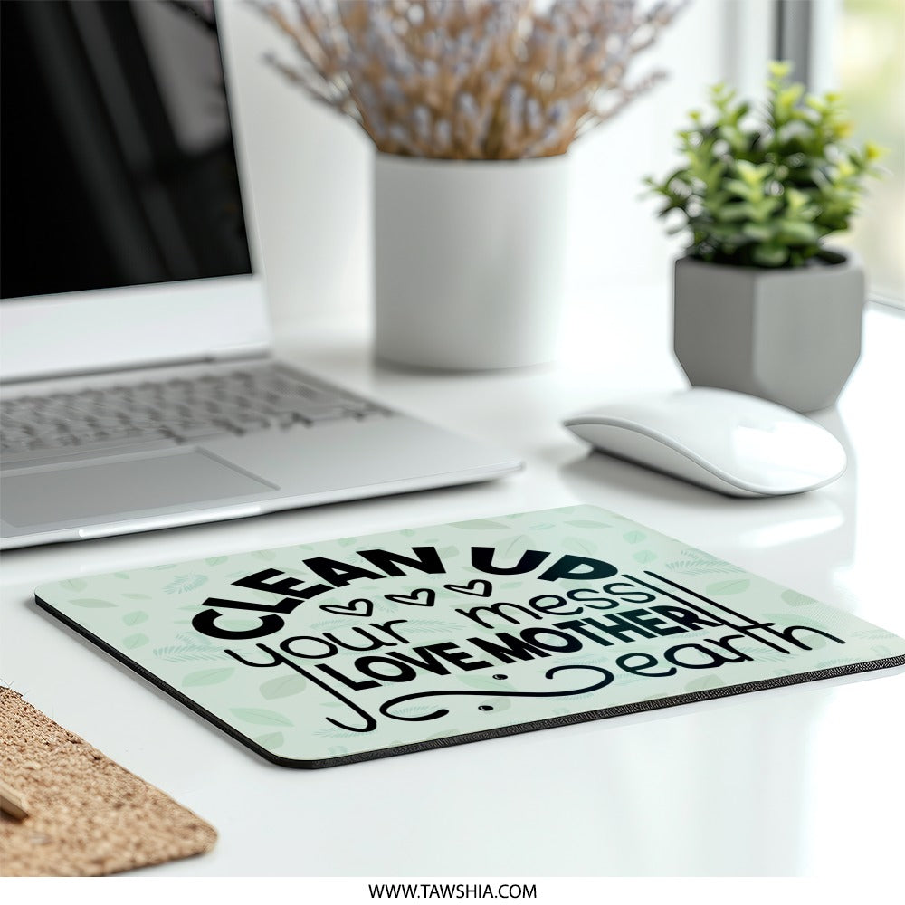 Clean Up Mouse Pad, Love Mother Earth, Eco Friendly Gift, Earth Day Decor, Environmental Advocate, Home Office, Green Living, Gift for Her - Tawshia