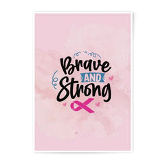 Brave and Strong Photographic Print, Breast Cancer Awareness Art, Inspirational Wall Decor, Hope Gift, Ribbon Support Print - Tawshia