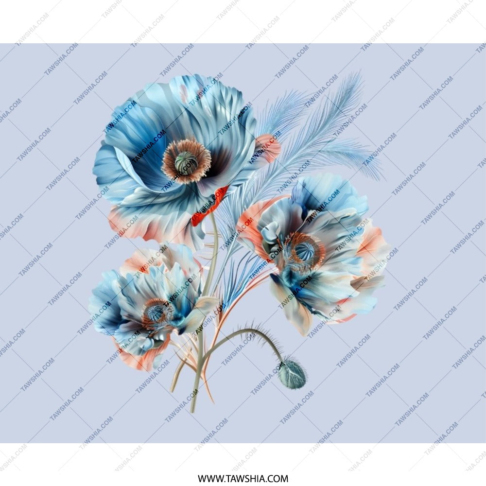 Blue Poppy Mouse Pad, Floral Mousepad, Office Decor, Flower Mouse Mat, Computer Accessory, Artistic Gift, Modern Mousepad, Stylish Desk Pad - Tawshia