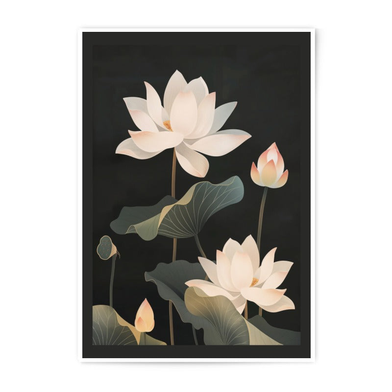 Lotus Flower Photographic Print, Floral Wall Art, Botanical Print, Elegant Home Decor, Calm Serene Art, Fine Art Print - Tawshia