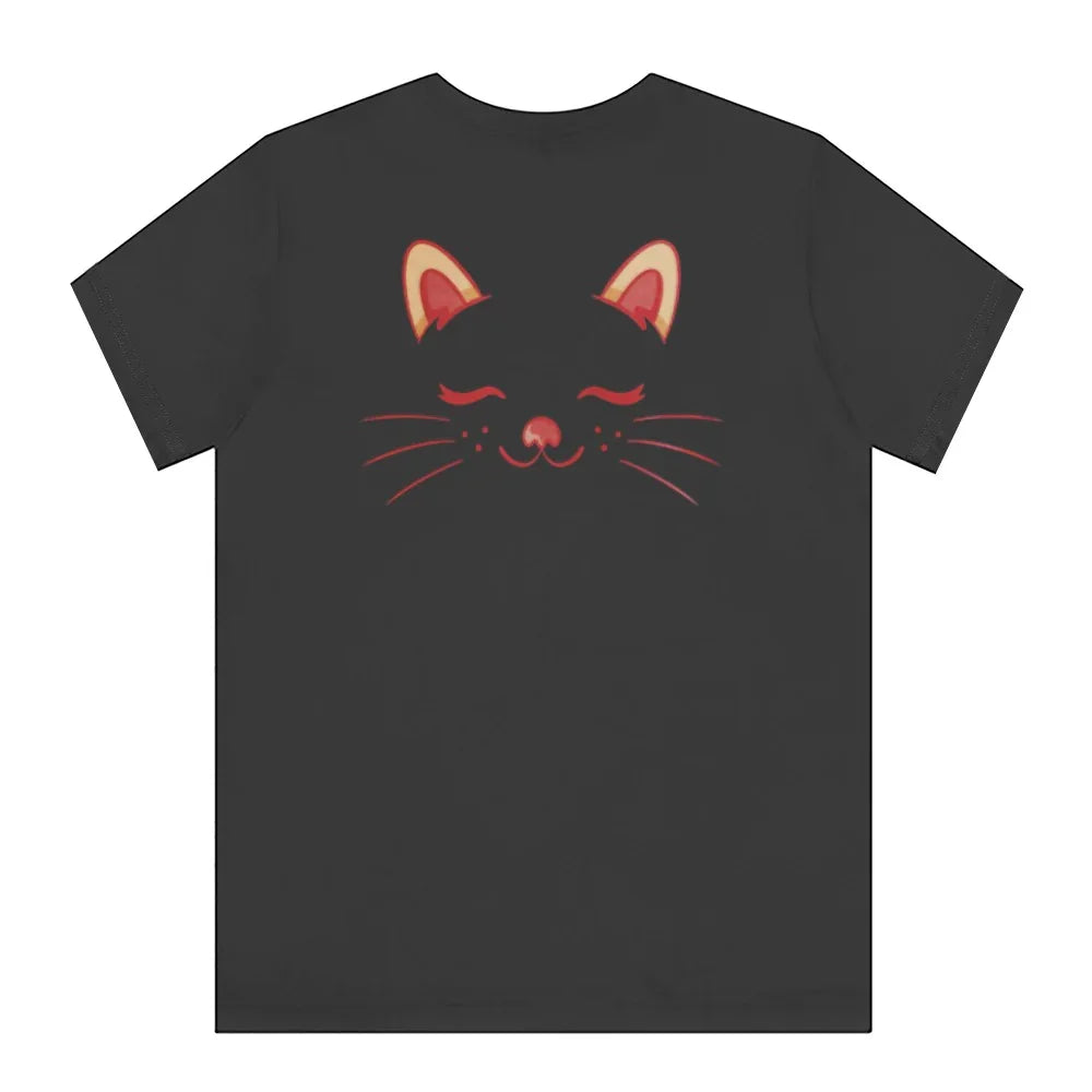 Cute Black Cat with Closed Eyes Design T-Shirt Product