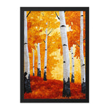 Autumn Birch Trees Wall Art, Fall Foliage Painting Print, Orange Landscape Decor, Seasonal Artwork, Nature Inspired Home Decor - Tawshia