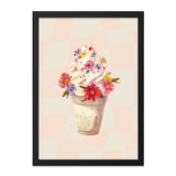 Floral Ice Cream Framed Wall Art, Sweet Treat Print, Foodie Decor, Kitchen Art, Dessert Lover Gift, Black Frame Artwork, Home Decor - Tawshia