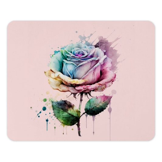 Watercolor Rose Mouse Pad, Pastel Floral Decor, Artistic Office Desk Accessory, Rainbow Flower Gift, Unique Computer Mat, Trending - Tawshia