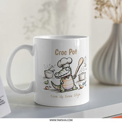 Cute Crocodile Chef Croc Pot Design White Mug product